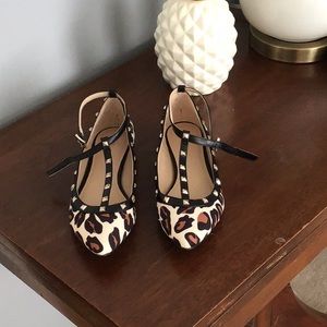 BCBGeneration leopard rock stud flats
